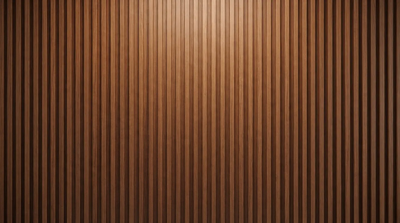 Ambiente sofisticado do consultório Dr. Daniel Guedes Oftalmologia Textura nobre de madeira amadeirada com iluminação suave